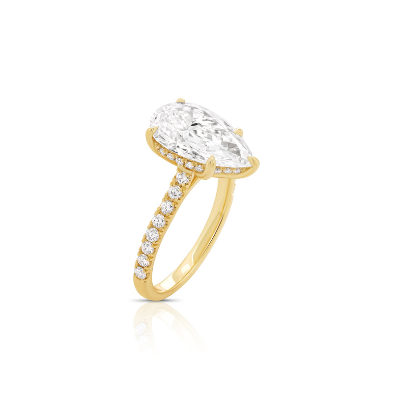 The Golden Pear Halo Ring