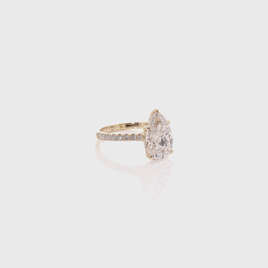 The Golden Pear Halo Ring